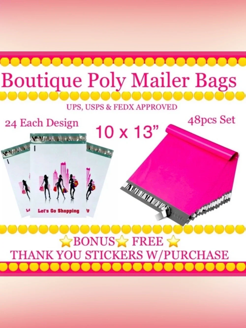 48pcs 10x13” Poly Mailer Bag Bundle⭐️🆕⭐️ ⭐️BONUS⭐️48ct  Free Thank You Stickers
